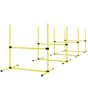 Dog Agility Training 4 Piece Set with Adjustable Height Jump Bars Carry Bag Yellow