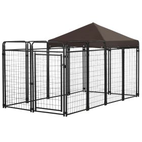Outdoor Dog Kennel 9.3x4.6 Exercise Pen with UV Protection Canopy Water-resistant for Medium Large Dogs