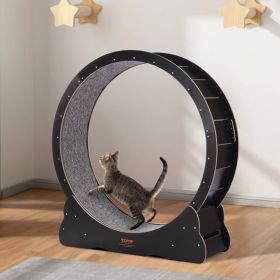 Cat Exercise Wheel 43.3' Large Cat Treadmill Wheel For Indoor Cats Black (Option: Black)